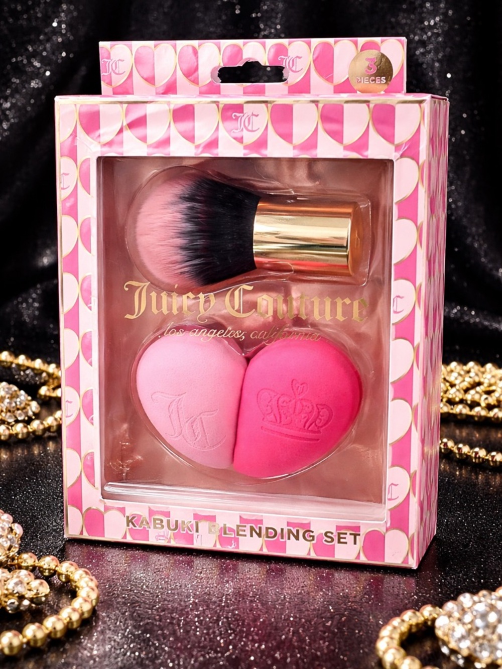 Juicy Couture Kabuki Blending Set Makeup Brush & Blender New In Box Pink